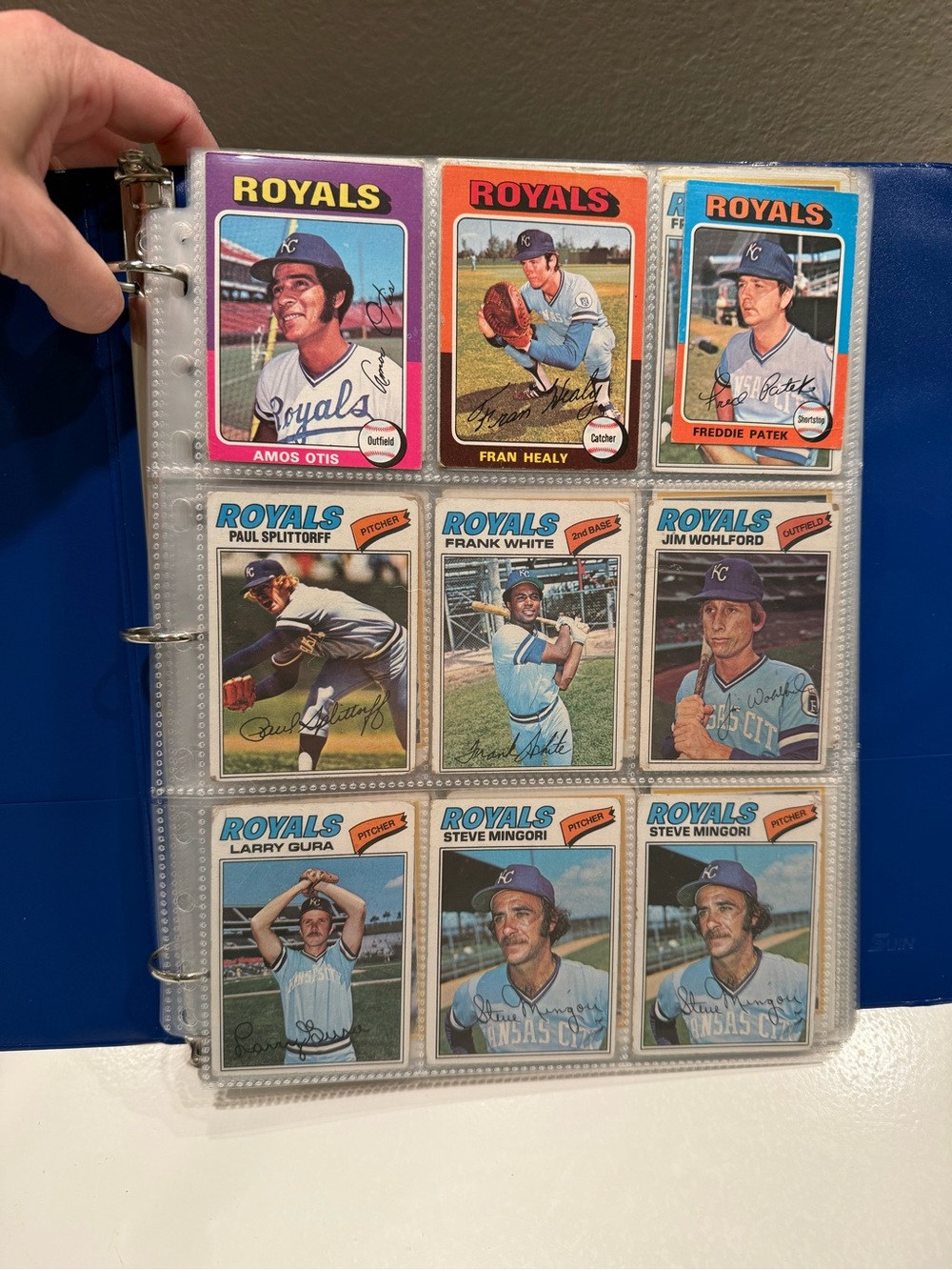 Vintage Kansas City Royals Baseball Card Binder Page Random Assortment